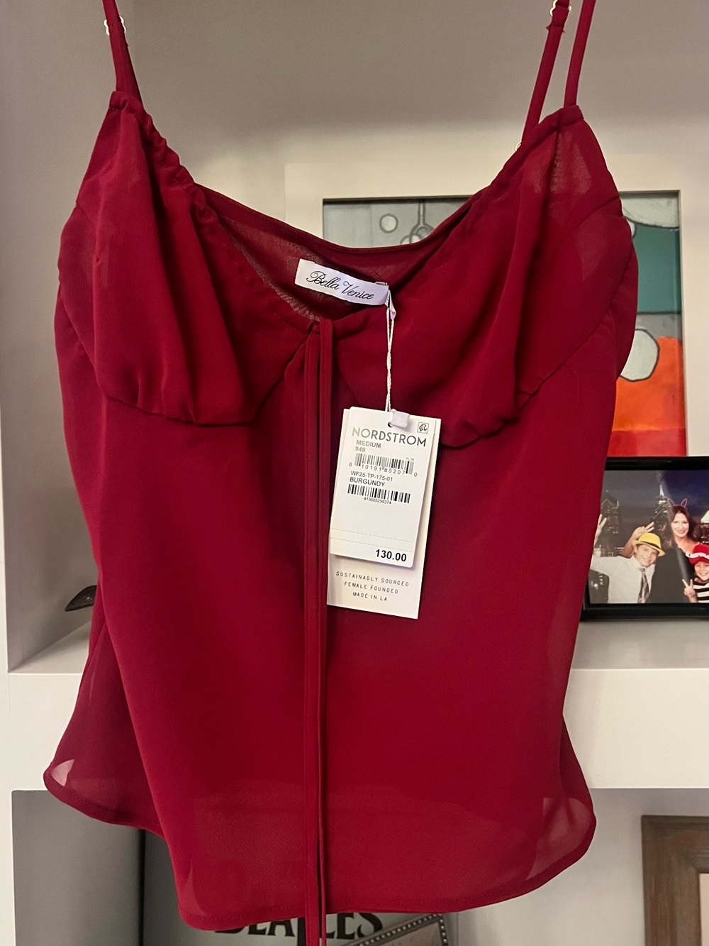 Bella Venice Burgundy Spaghetti-Strap Cami